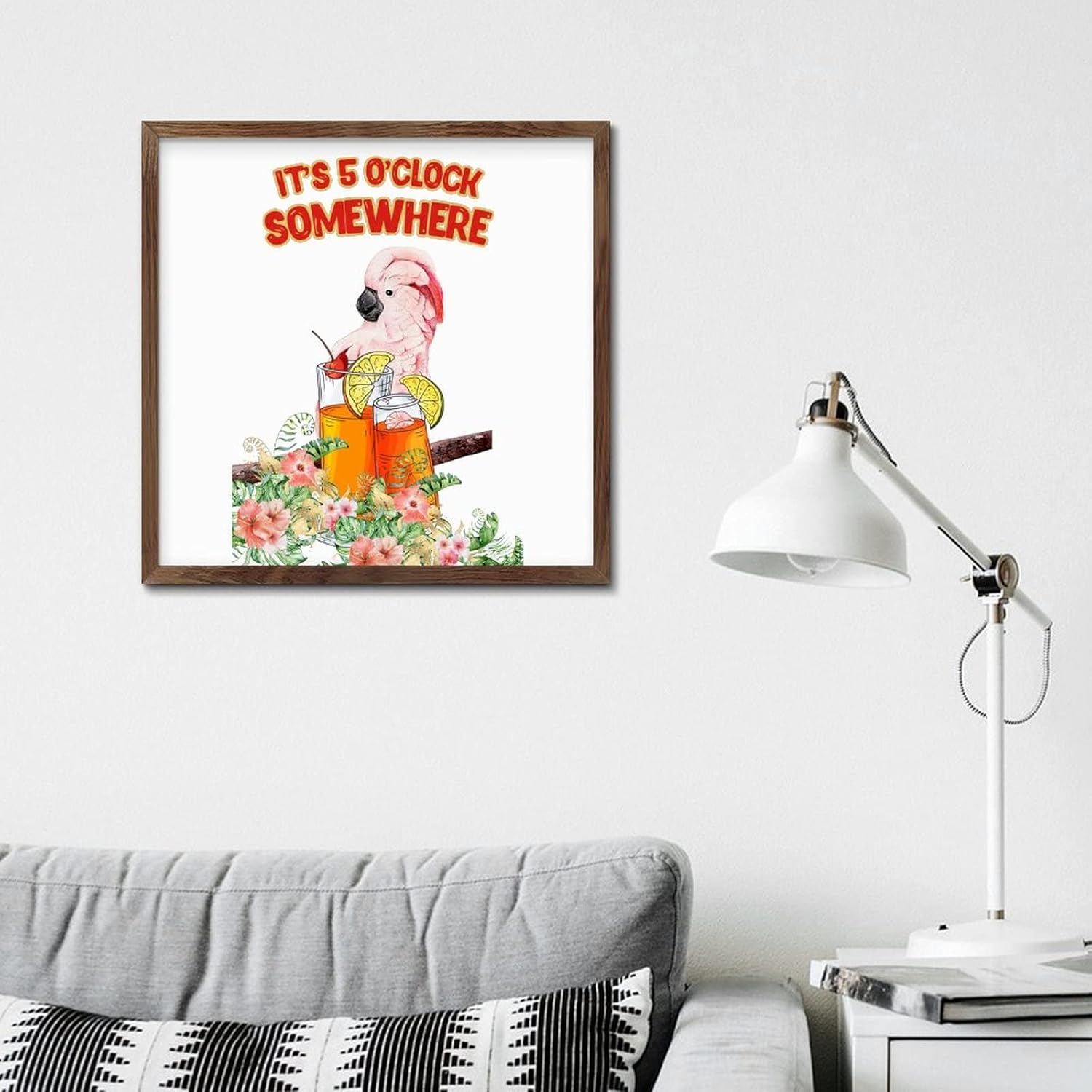 Rustic Wooden Wall Decor Sign Its 5 OClock Somewhere Parrot