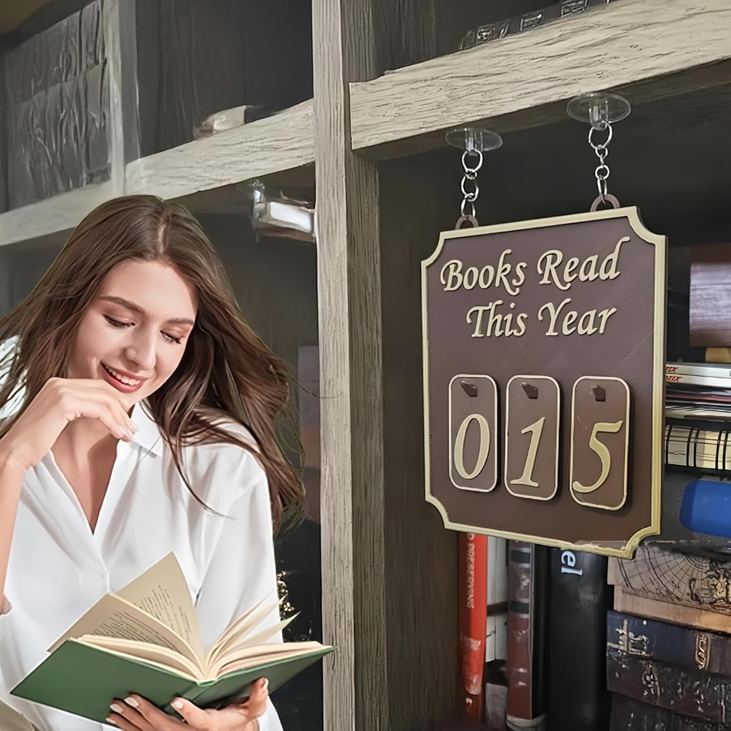 Hanging Bookshelf Counter Bookish Decor for Book Lovers Pink