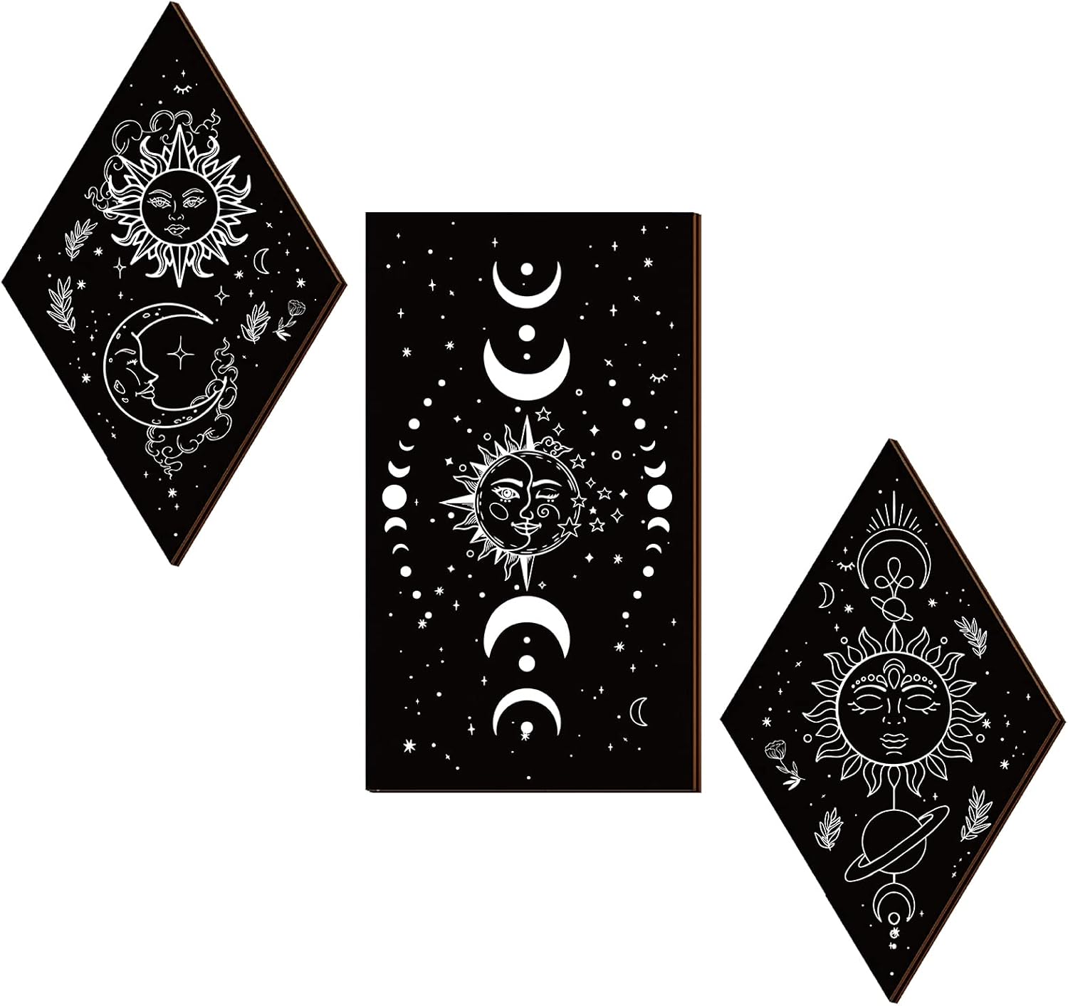 3Pcs Rustic Boho Wall Decor Moon Phases Art