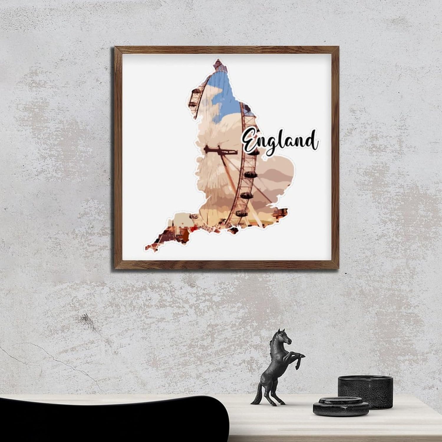 Distressed Wood Framed England Wall Decor Sign