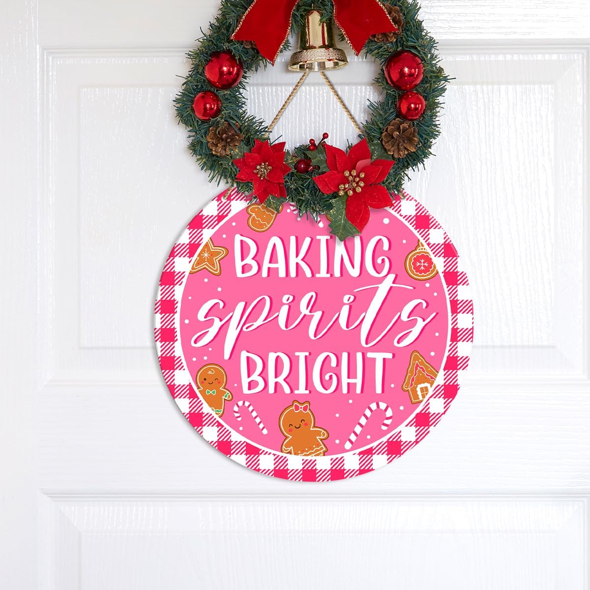 ZODGMED Pink Christmas Bakery Wall Hanging Sign