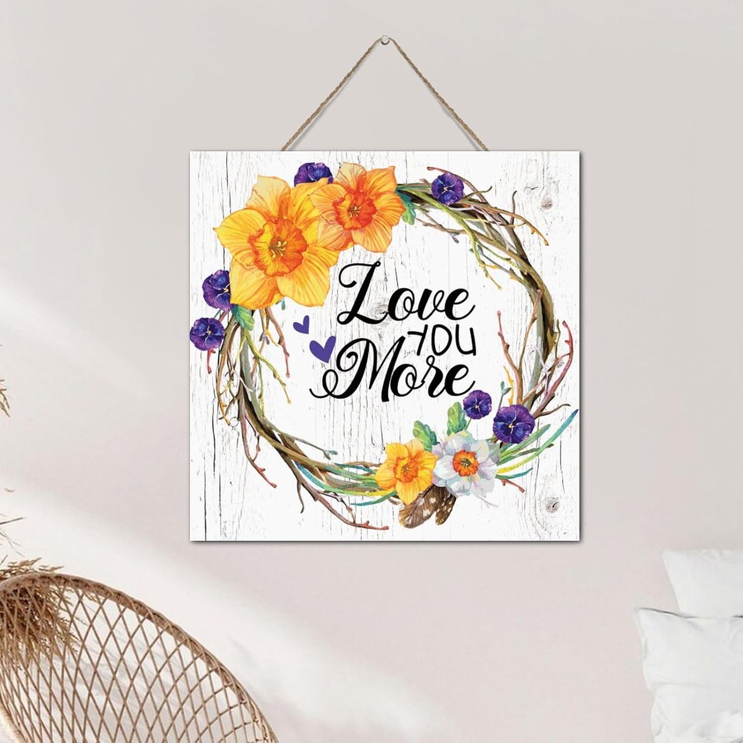Personalized Rustic Wooden Wall Sign Love You More 12x12 Inch