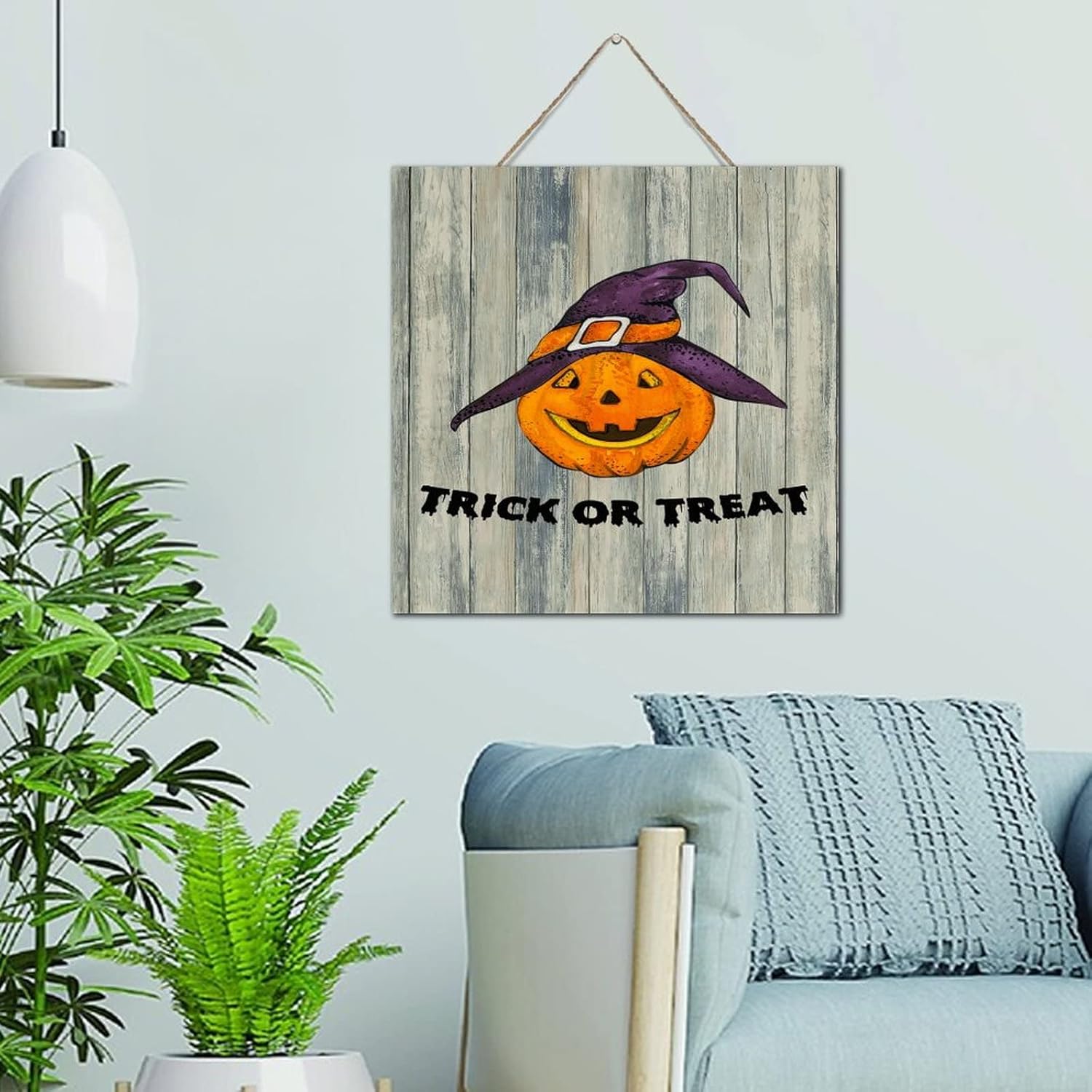 Trick Or Treat Halloween Wood Wall Sign 12x12 Inch 1