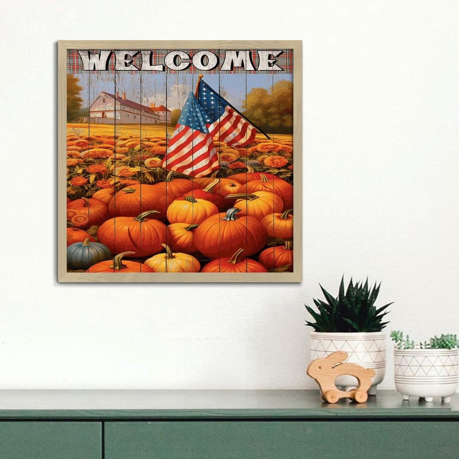 Welcome Wood Framed Wall Decor Sign 12x12in
