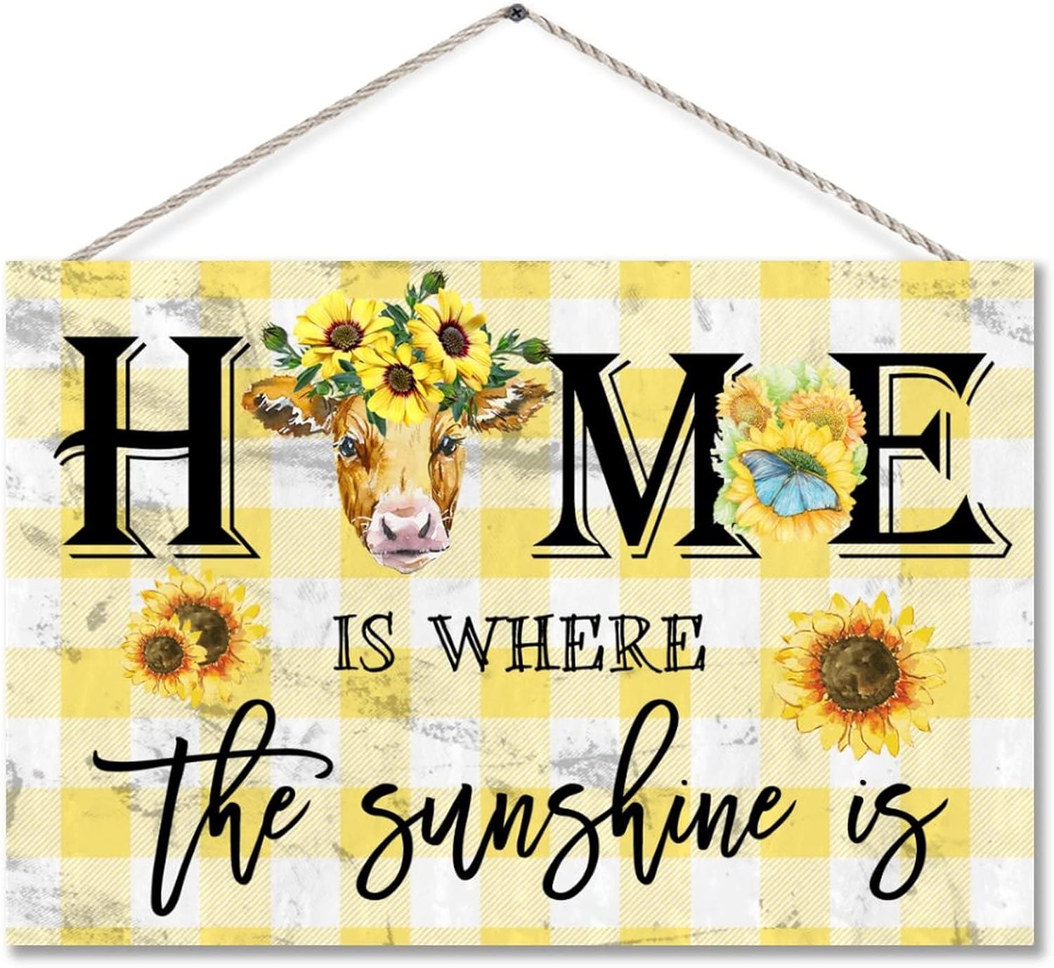 TEANFUN Home Is Where The Sunshine Is Wood Sign 8x12 Inch