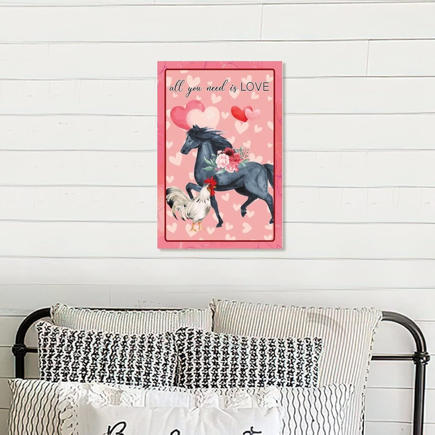 Custom Love Heart Wooden Plaque Farmhouse Wall Decor 8x12in