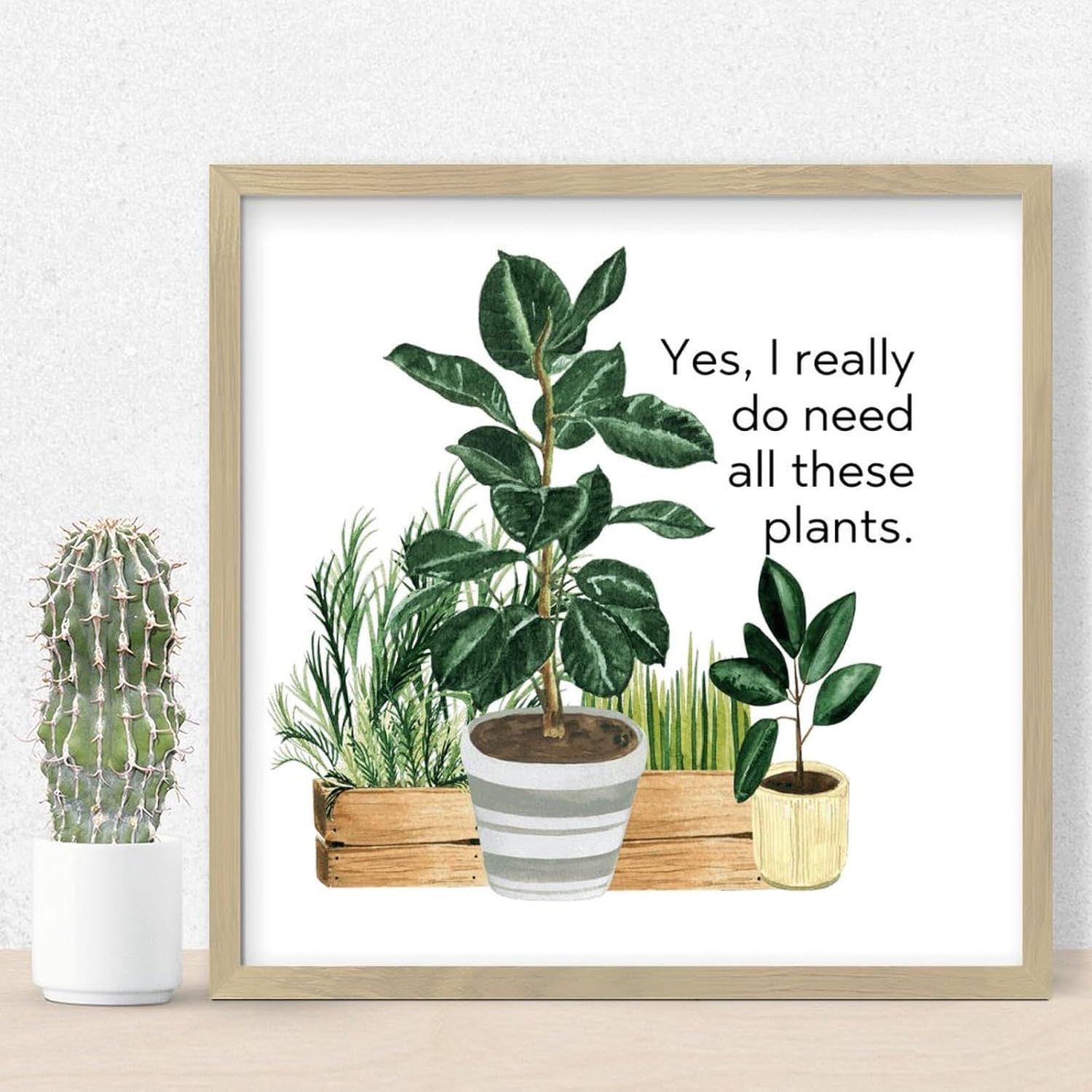 Cute Wood Wall Art Sign for Plant Lovers 12x12in