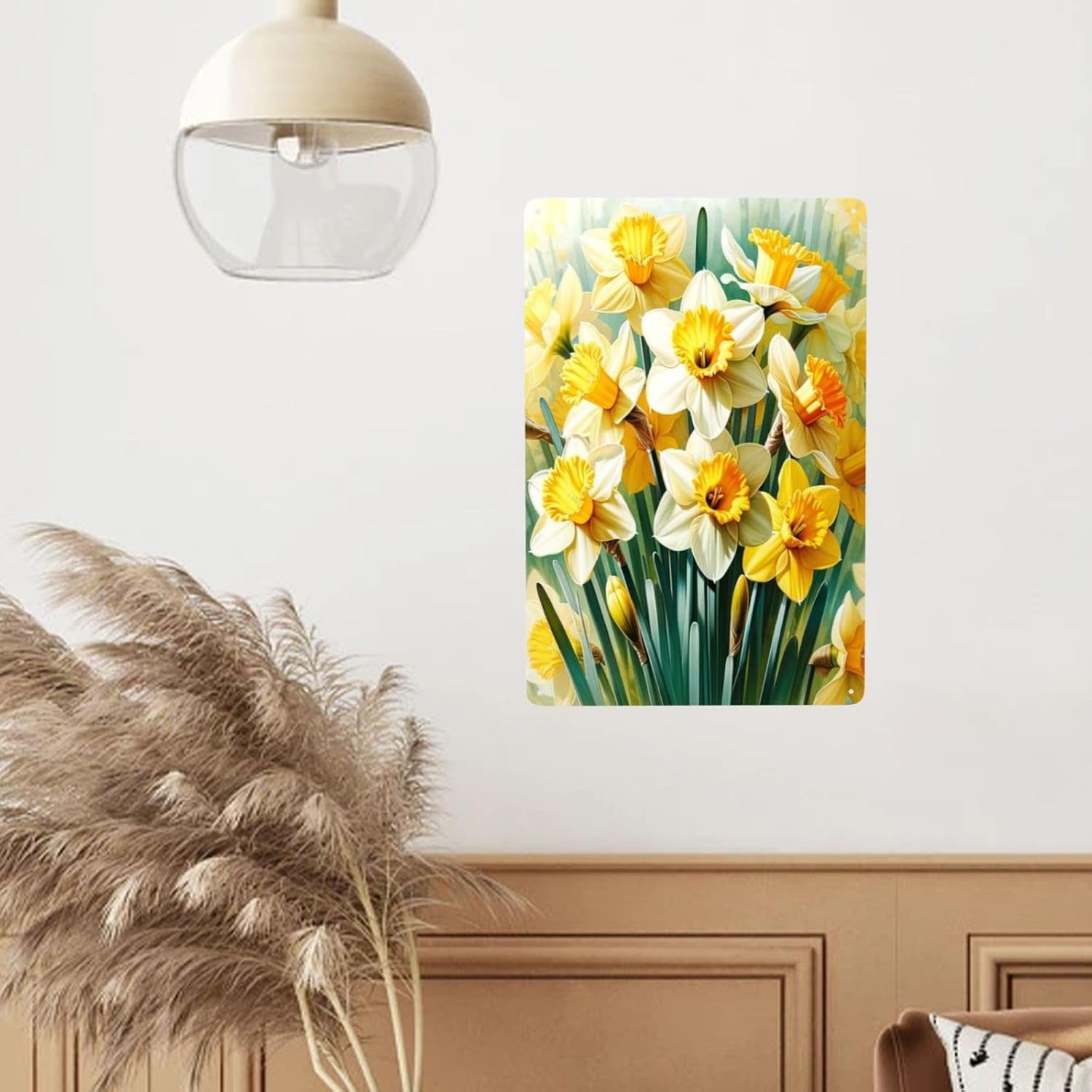 Bright Daffodil Metal Tin Wall Art 12x16inch Decor Sign