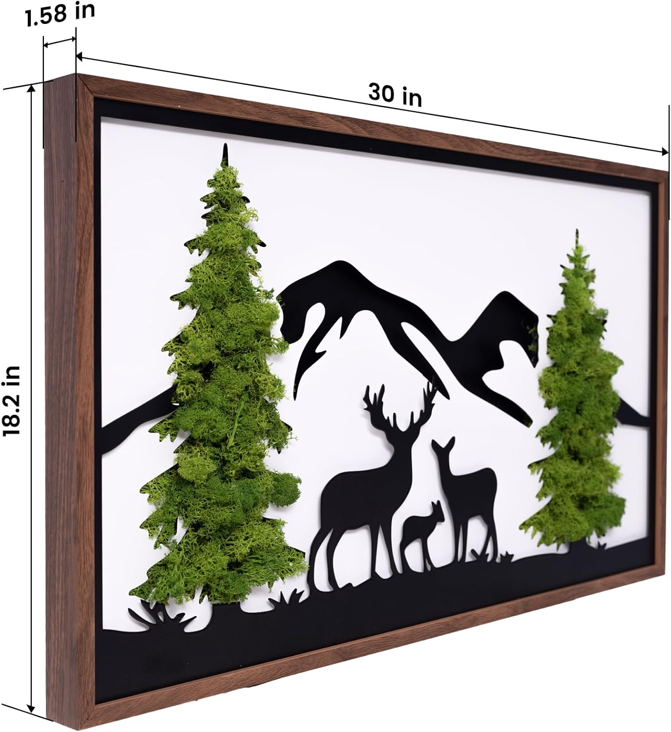 ETICIAN Deer Wall Pediment Metal Art Moss Decor