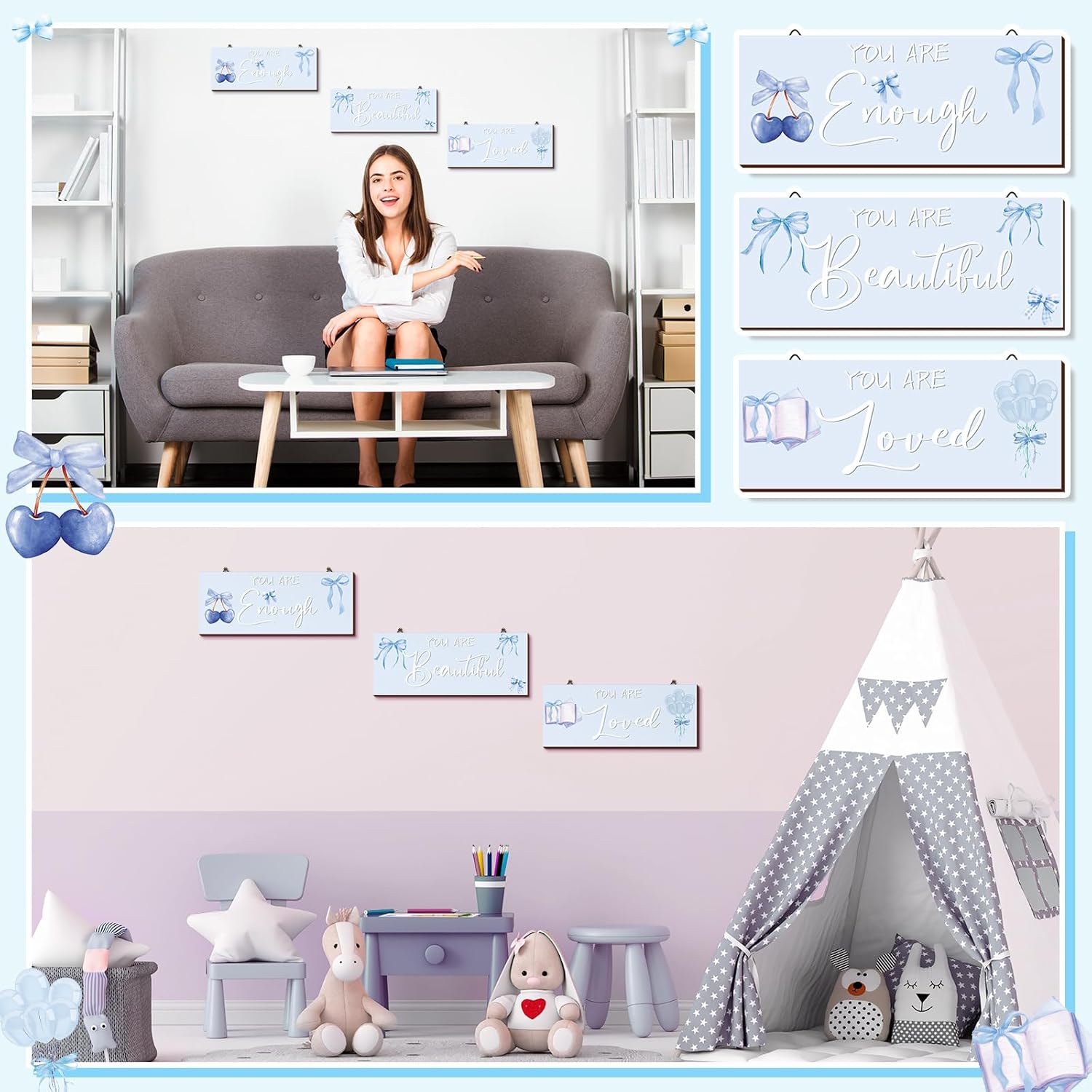 RattanView 3 Pcs Coquette Bow Wall Art Prints 1