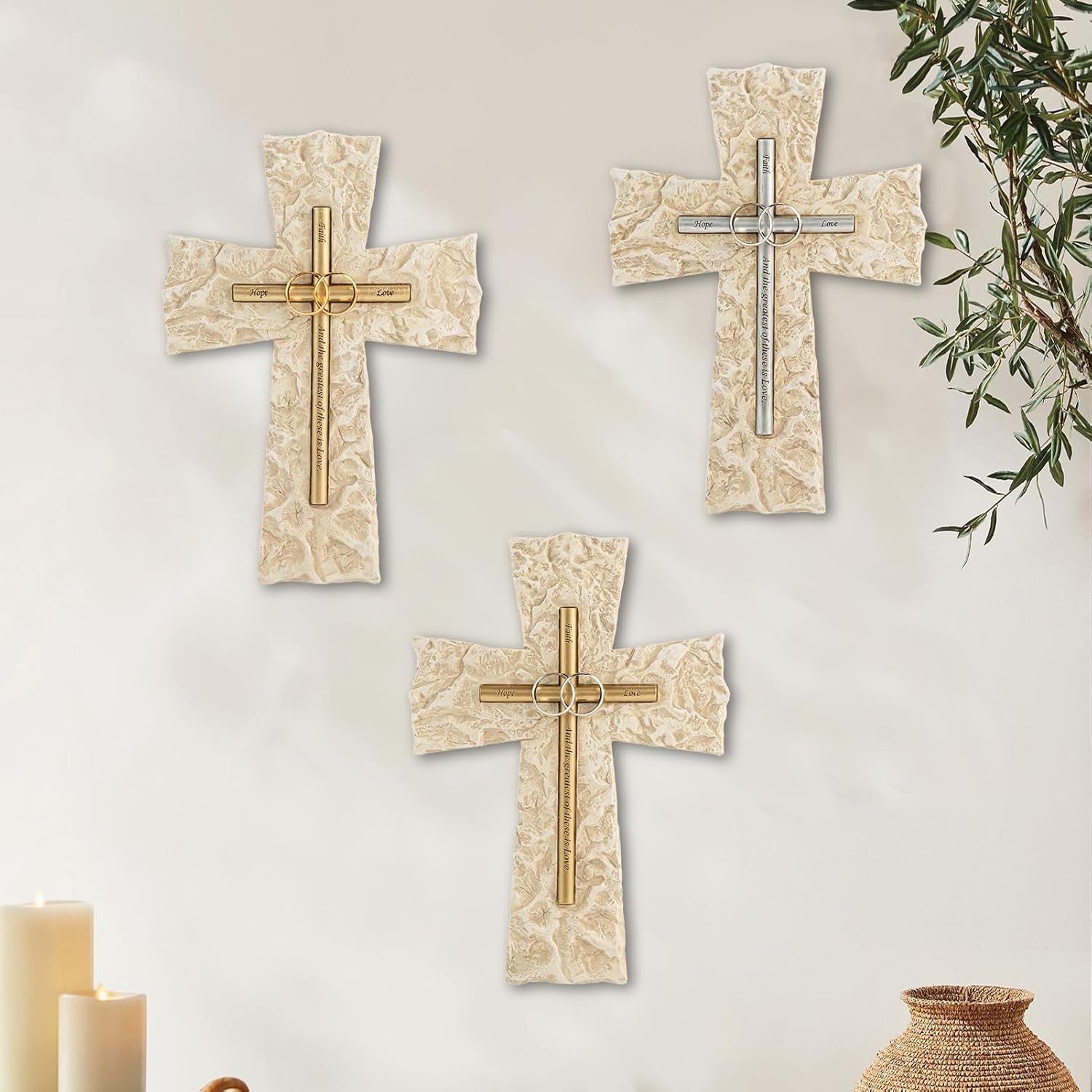 Grace4Joy 10 Inch Wedding Wall Cross Silver