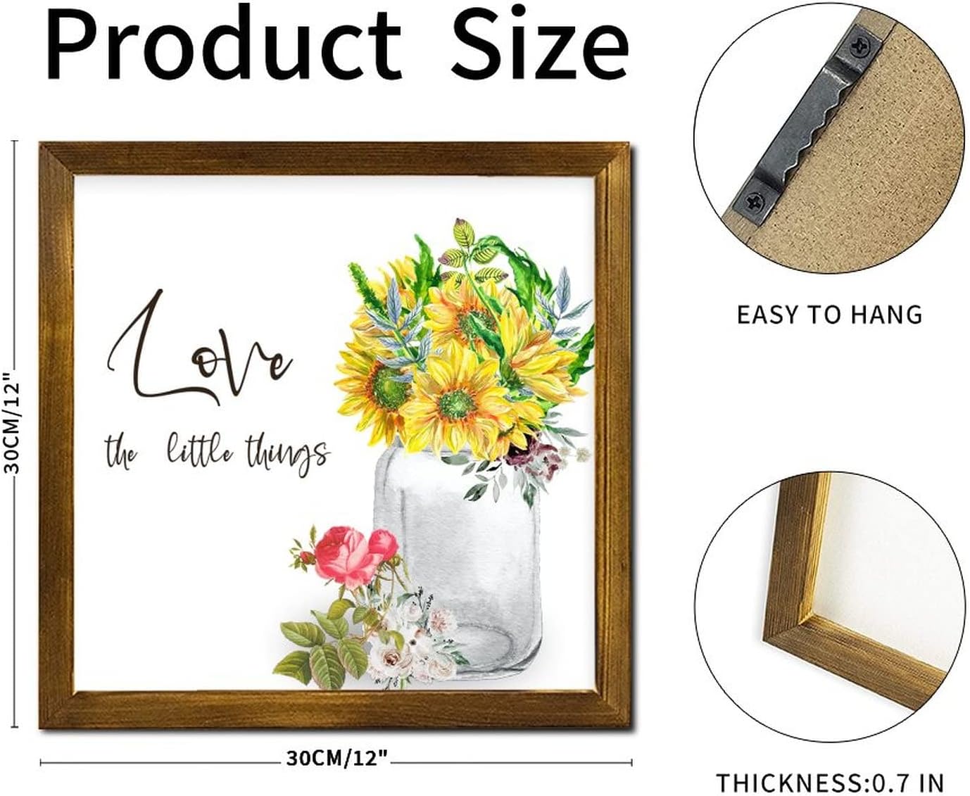 Love The Little Things Wood Framed Spring Sunflower Sign