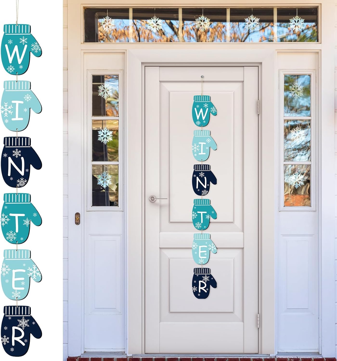 Winter Christmas Door Sign Wooden Glove Decor