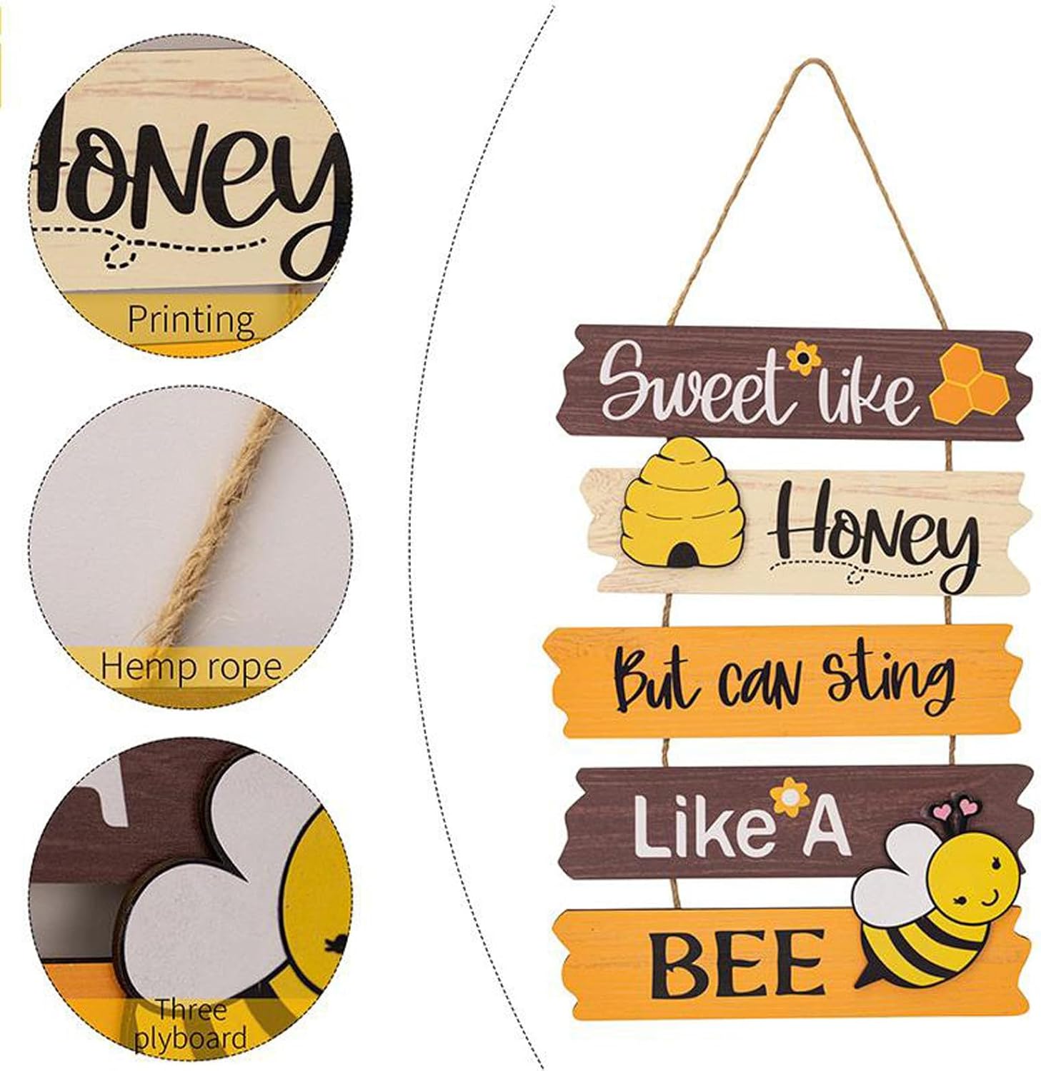 Bumble Bee Wall Hanging Plaque Sign Wooden Decor 116x134inch