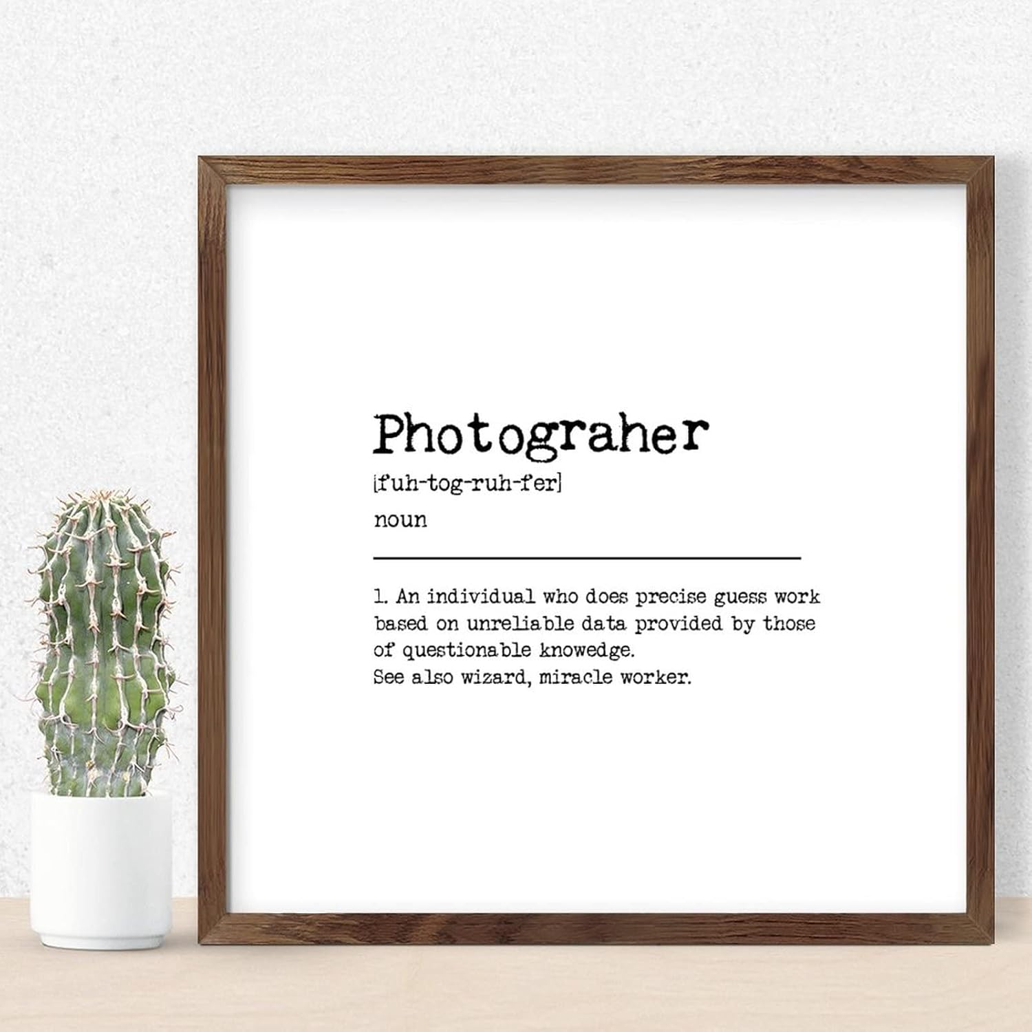 Photographer Noun Definition Wall Decor Sign 12x12in Wood Framed