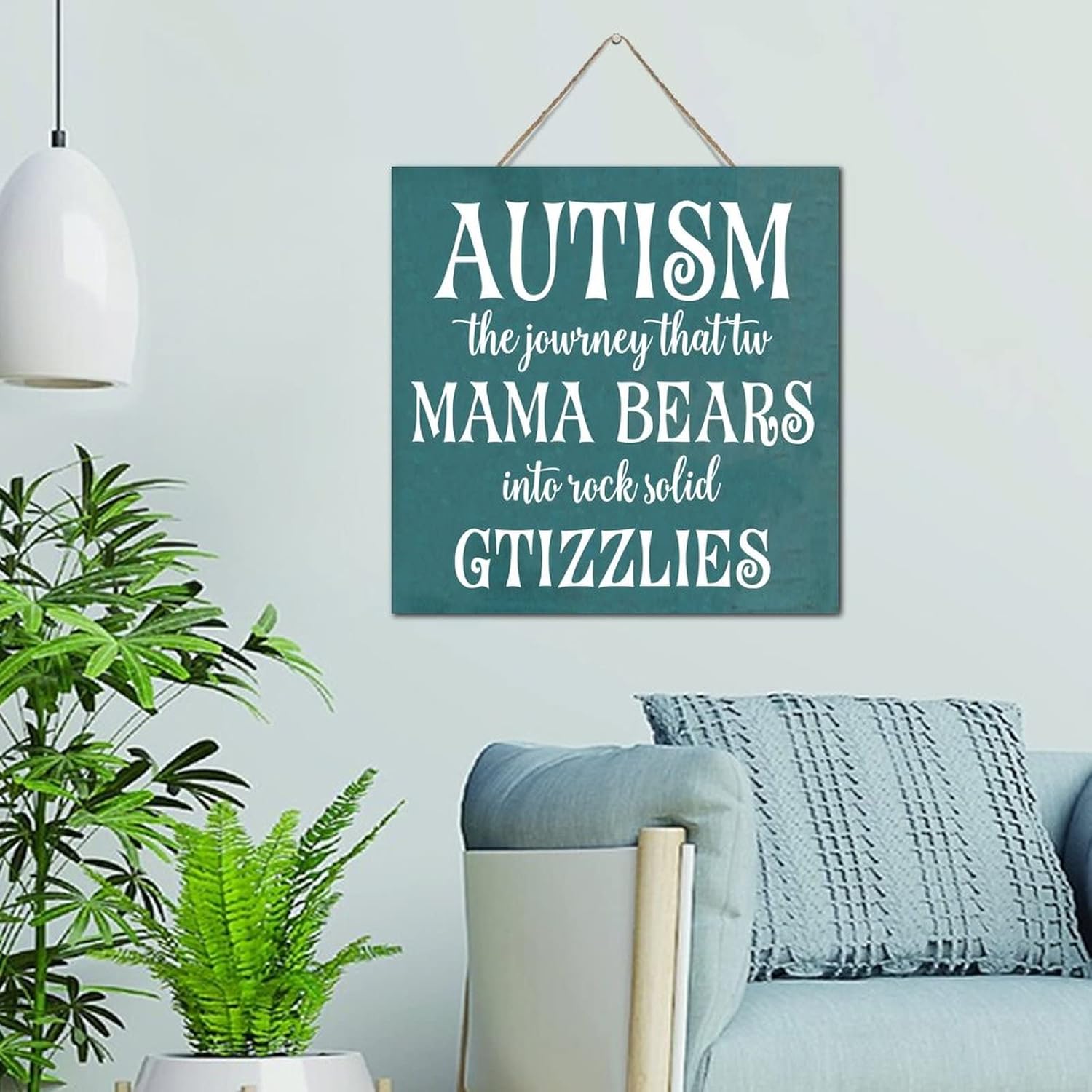 Hanging Wall Sign for Autism Awareness 12x12 Inch