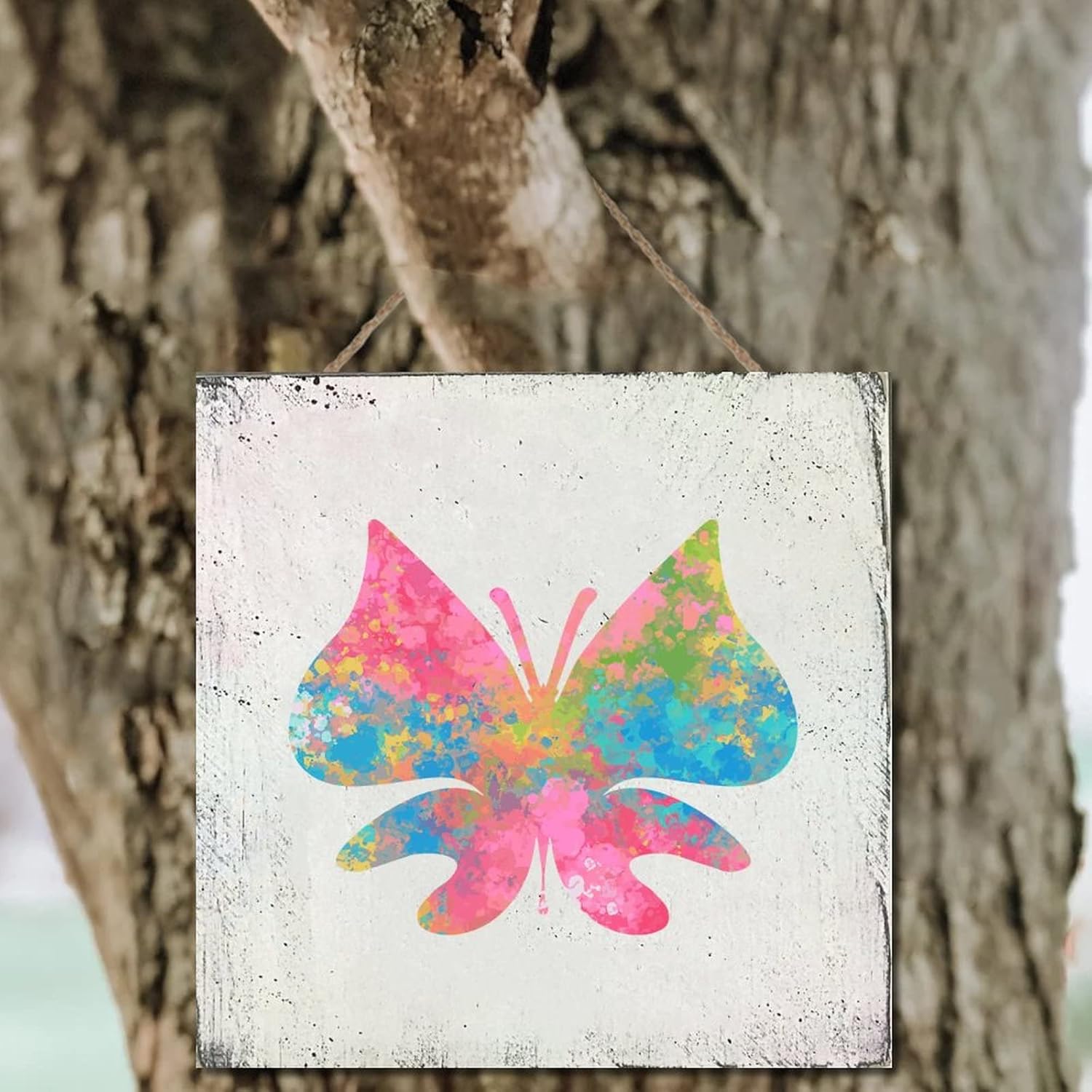 Butterfly Splashing Ink Wood Sign 12x12in
