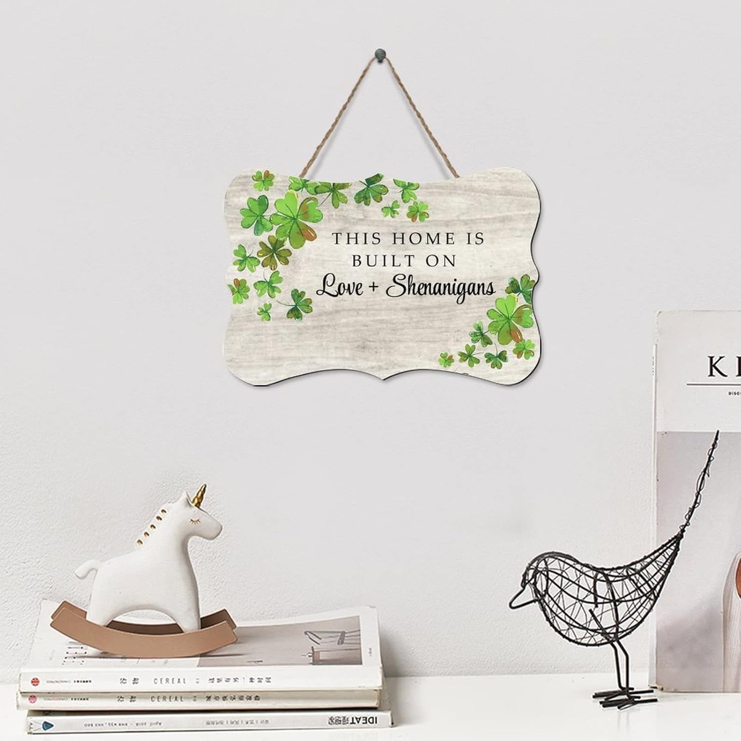 Rustic Hanging Wood Sign This Home Is Built on Love And Shenanigans 8x10