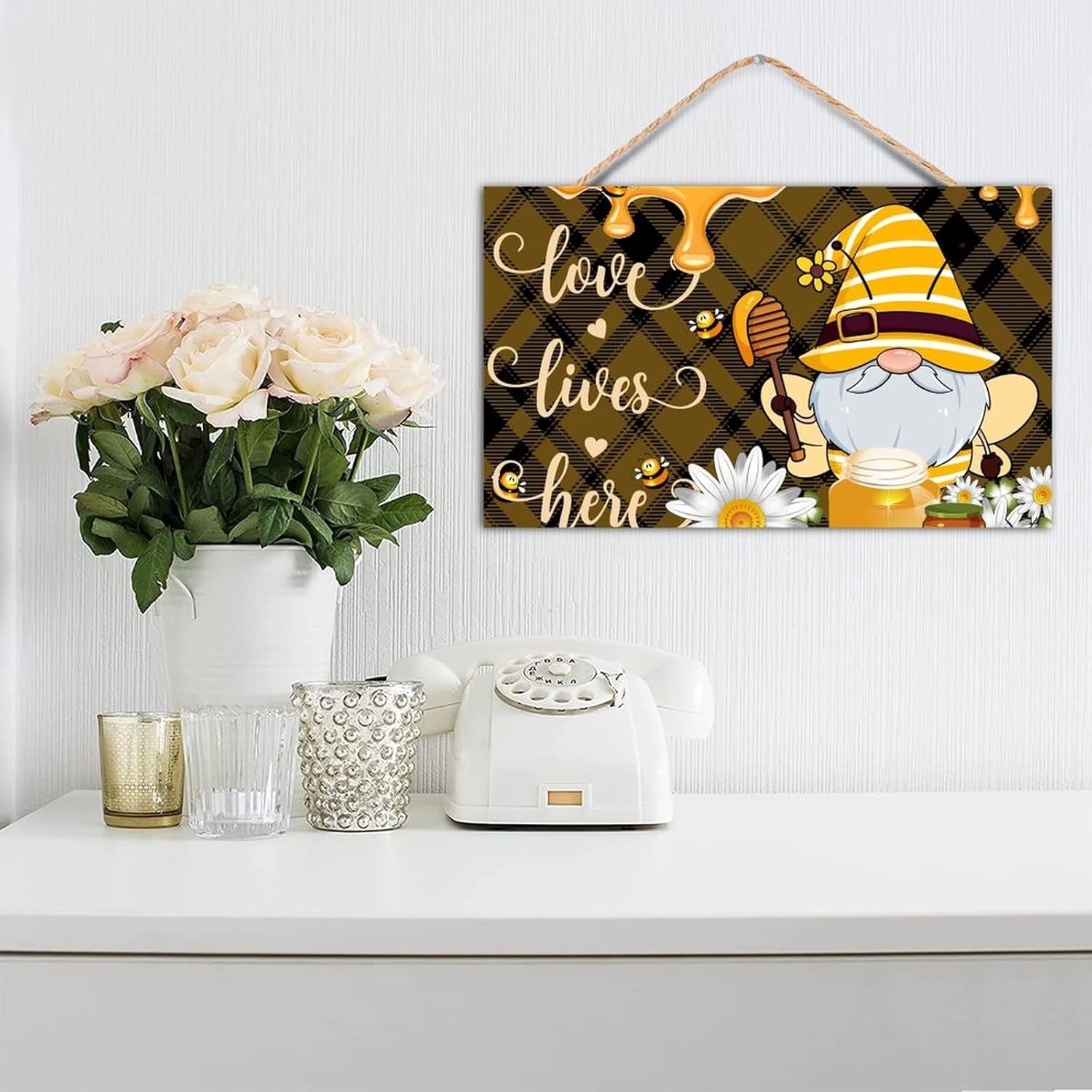 Summer Gnomes Wall Decor 12x20 Inch Rustic Sign