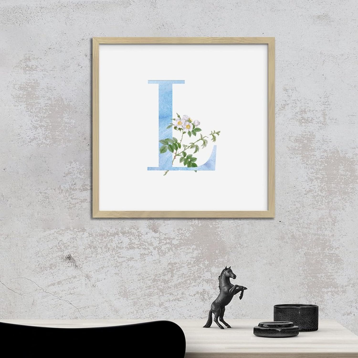 Funny Wood Framed Wall Decor Sign with L Initial