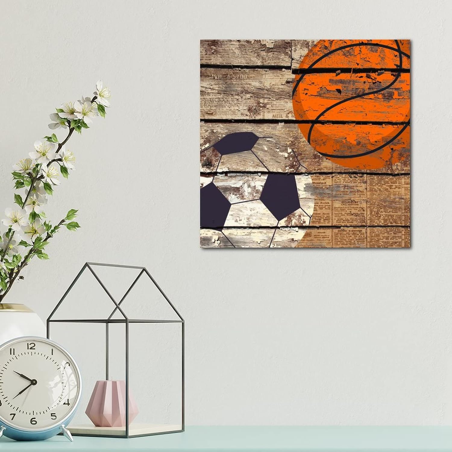 Wooden Basketball Wall Plaque Sport Theme Decor