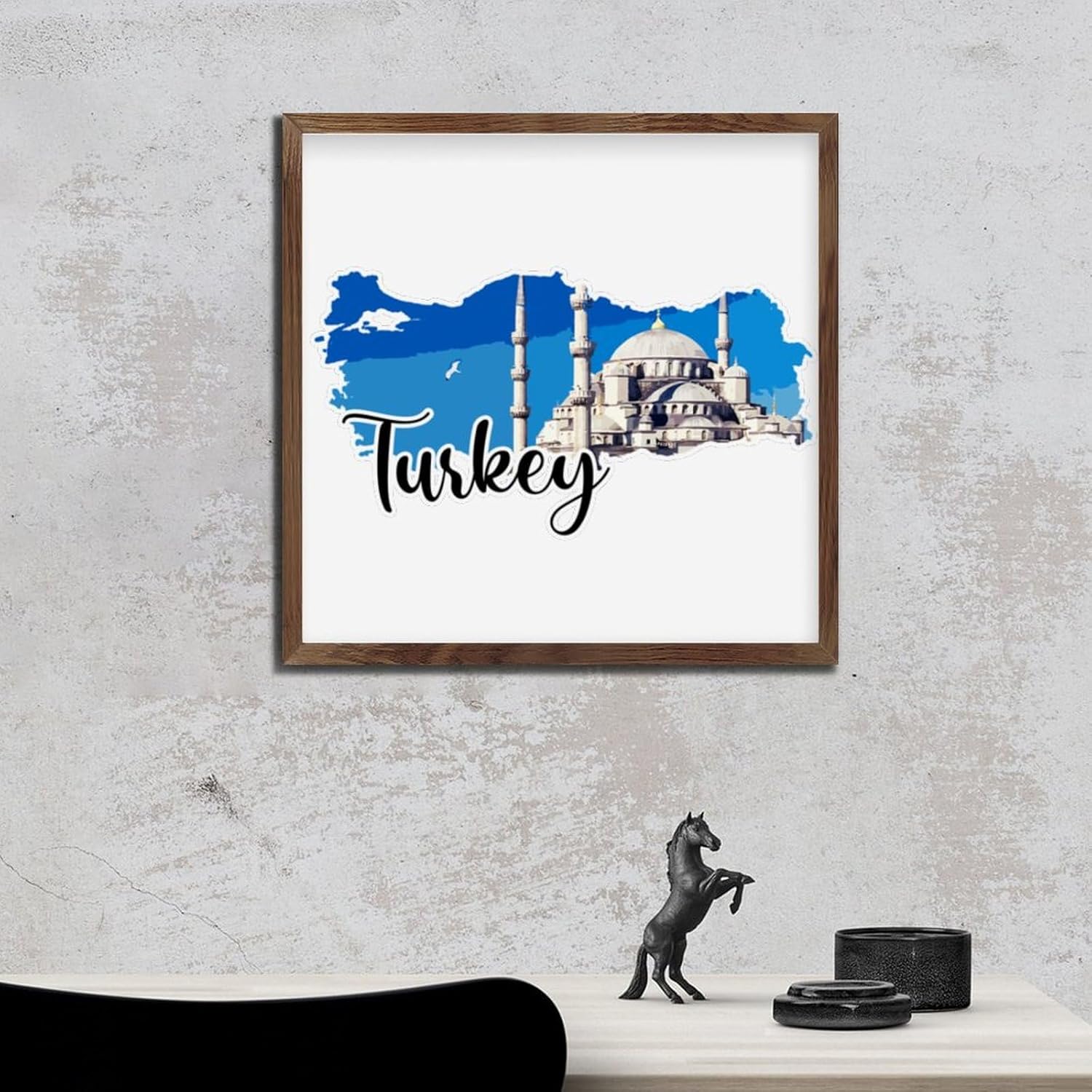 Rustic Framed Wooden Turkey Wall Decor Sign