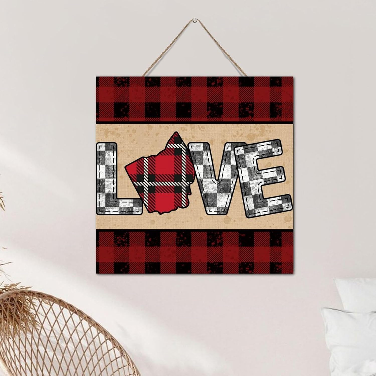 Love OHIO Funny Wall Decor Wooden Sign 12x12 Inch