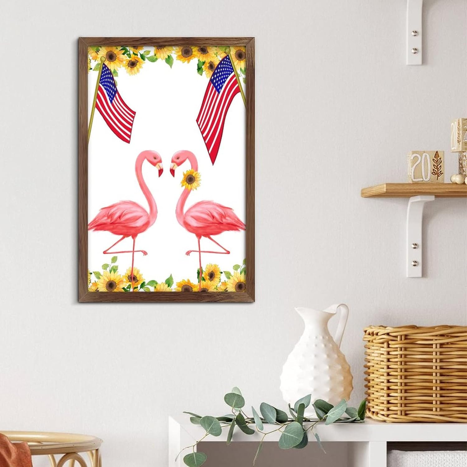 Flamingo Patriotic Garden Flag Wall Decor Sign