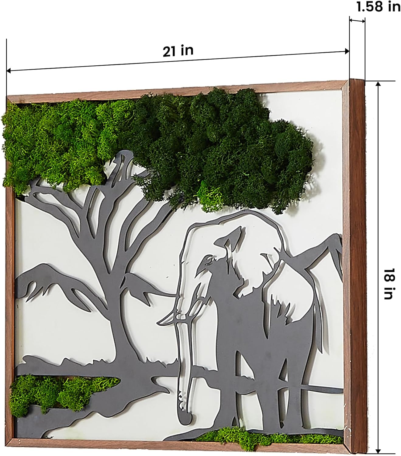 ETICIAN Metal Art Elephant Wall Decor with Moss