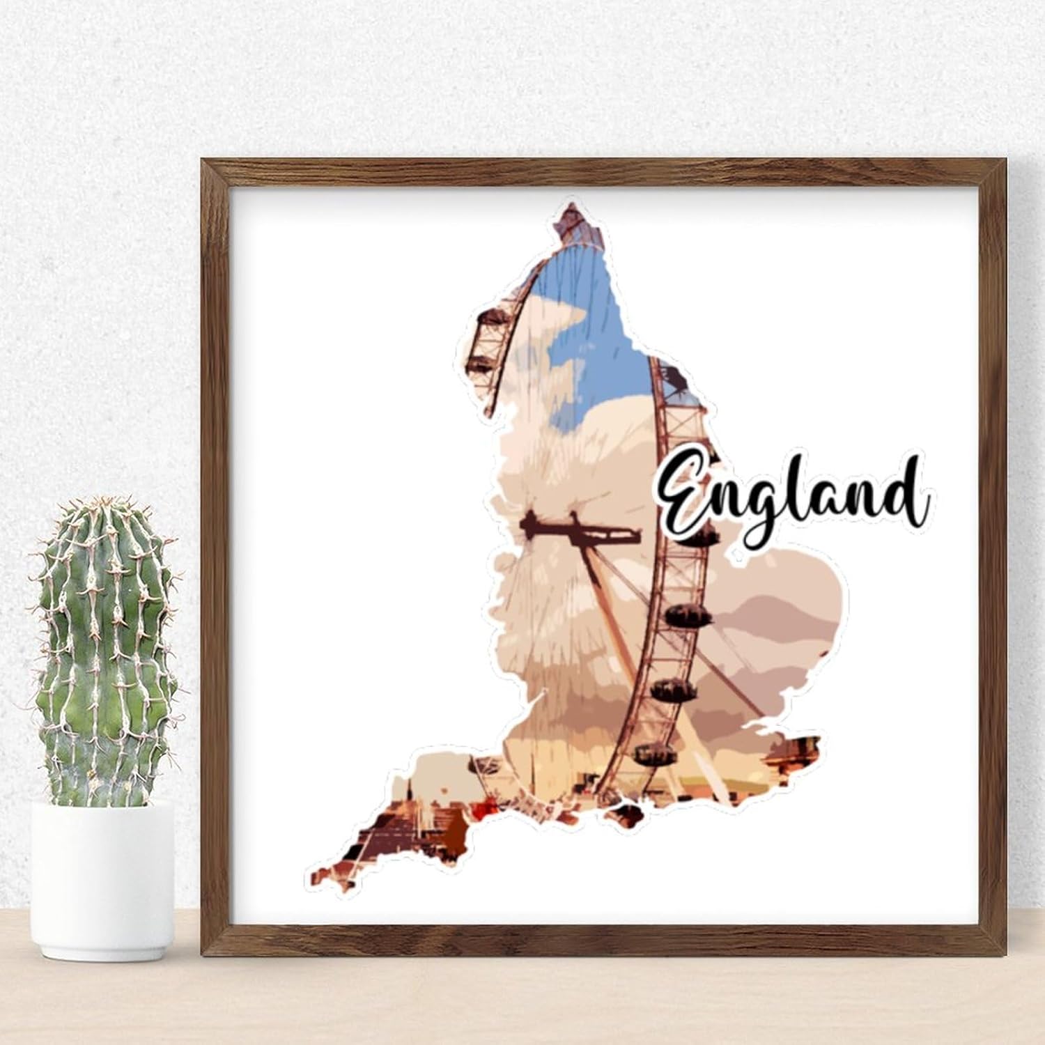 Distressed Wood Framed England Wall Decor Sign