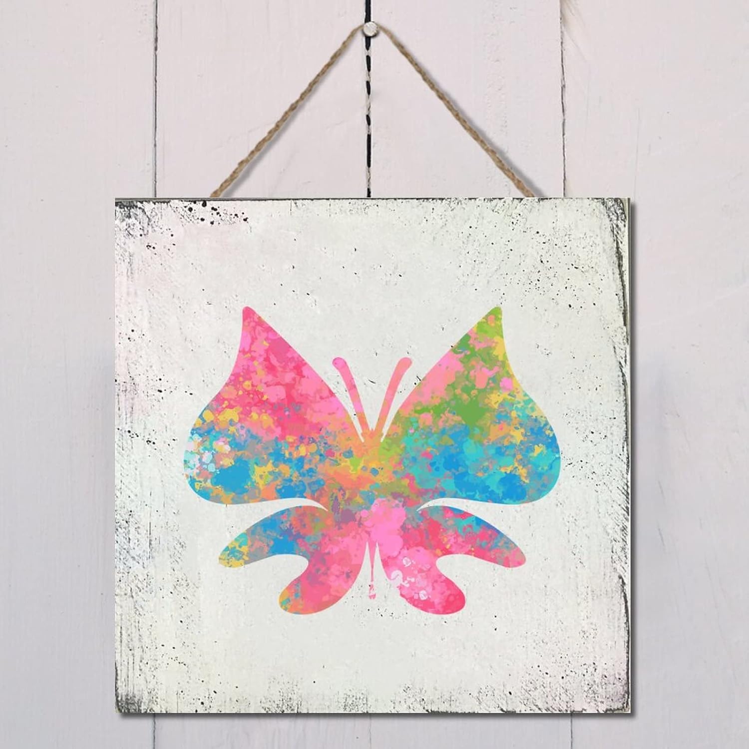 Butterfly Splashing Ink Wood Sign 12x12in