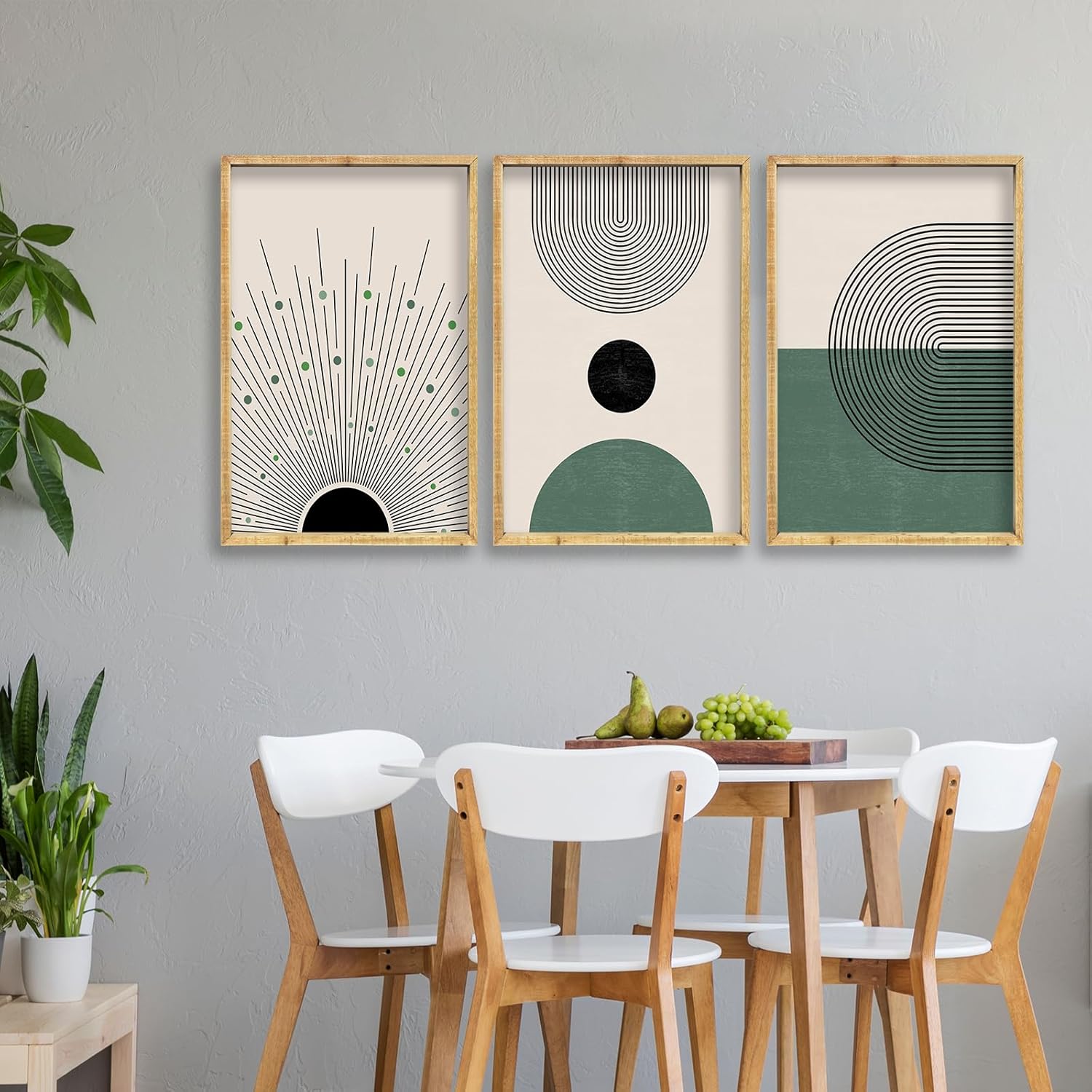 Set Of 3 Green Boho Wall Art Decor 16x24 Inch