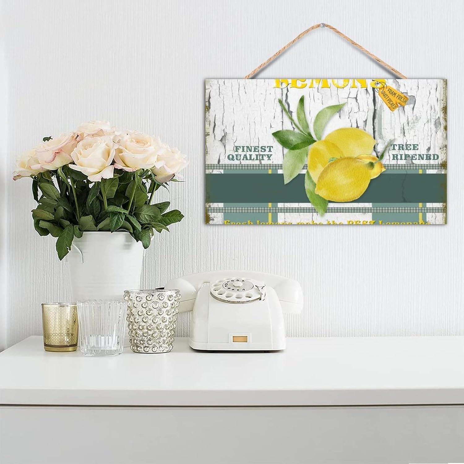 TEANFUN Lemon Wood Sign Wall Decor 12x20 Inch