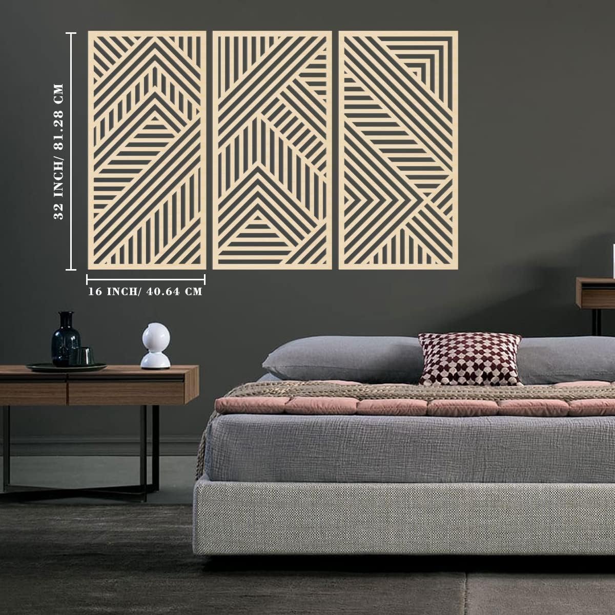 BINCUE 3D Geometry Wood Wall Art Decor 3 Panels