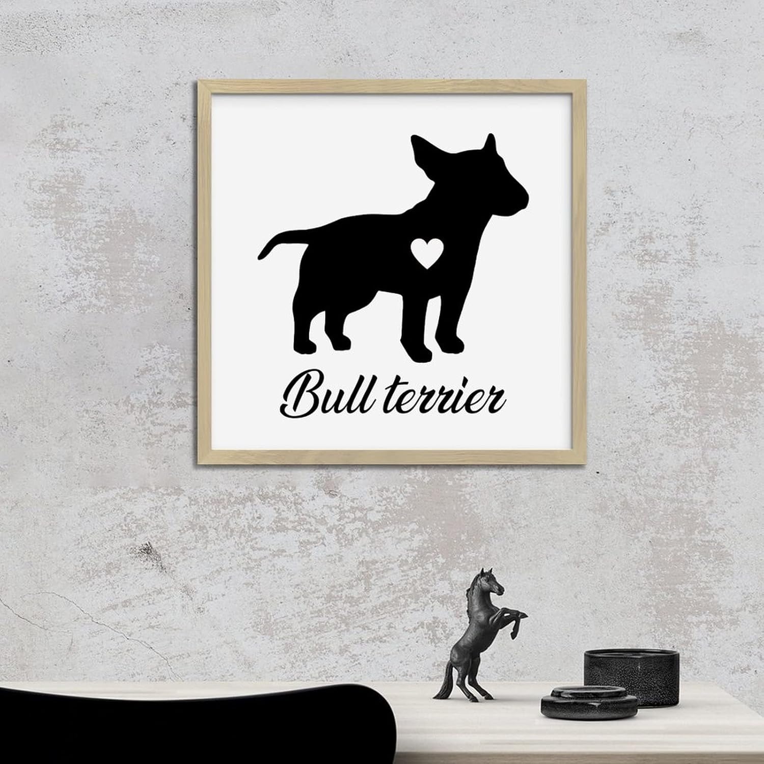Bull Terrier Dog Silhouette Wooden Sign Wall Decor