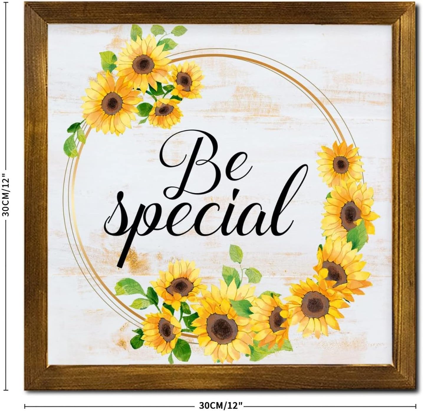 Floral Wreath Decorative Wood Sign 12x12 Inch