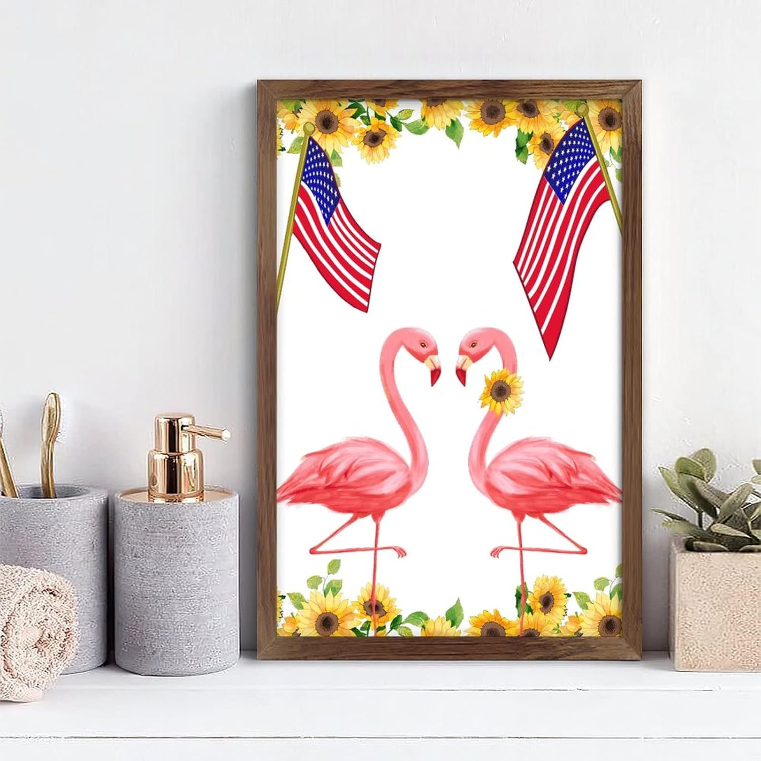 Flamingo Patriotic Garden Flag Wall Decor Sign