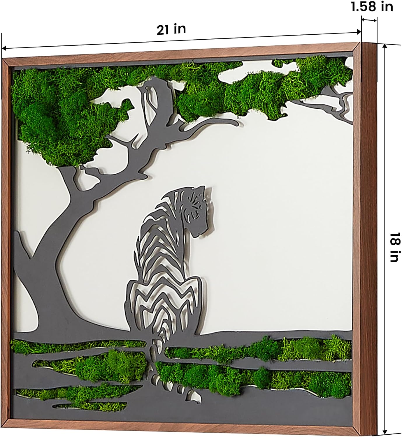 ETICIAN Tiger Wall Decor with Preserved Moss
