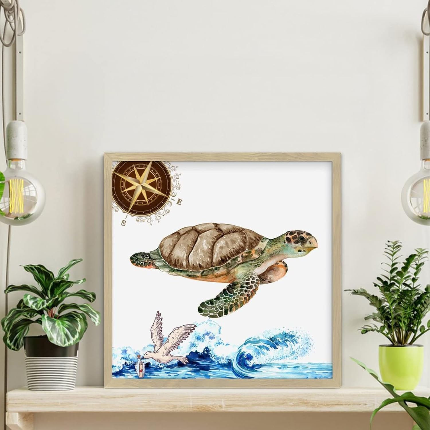 Sea Turtle Wooden Wall Art Sign 12x12in