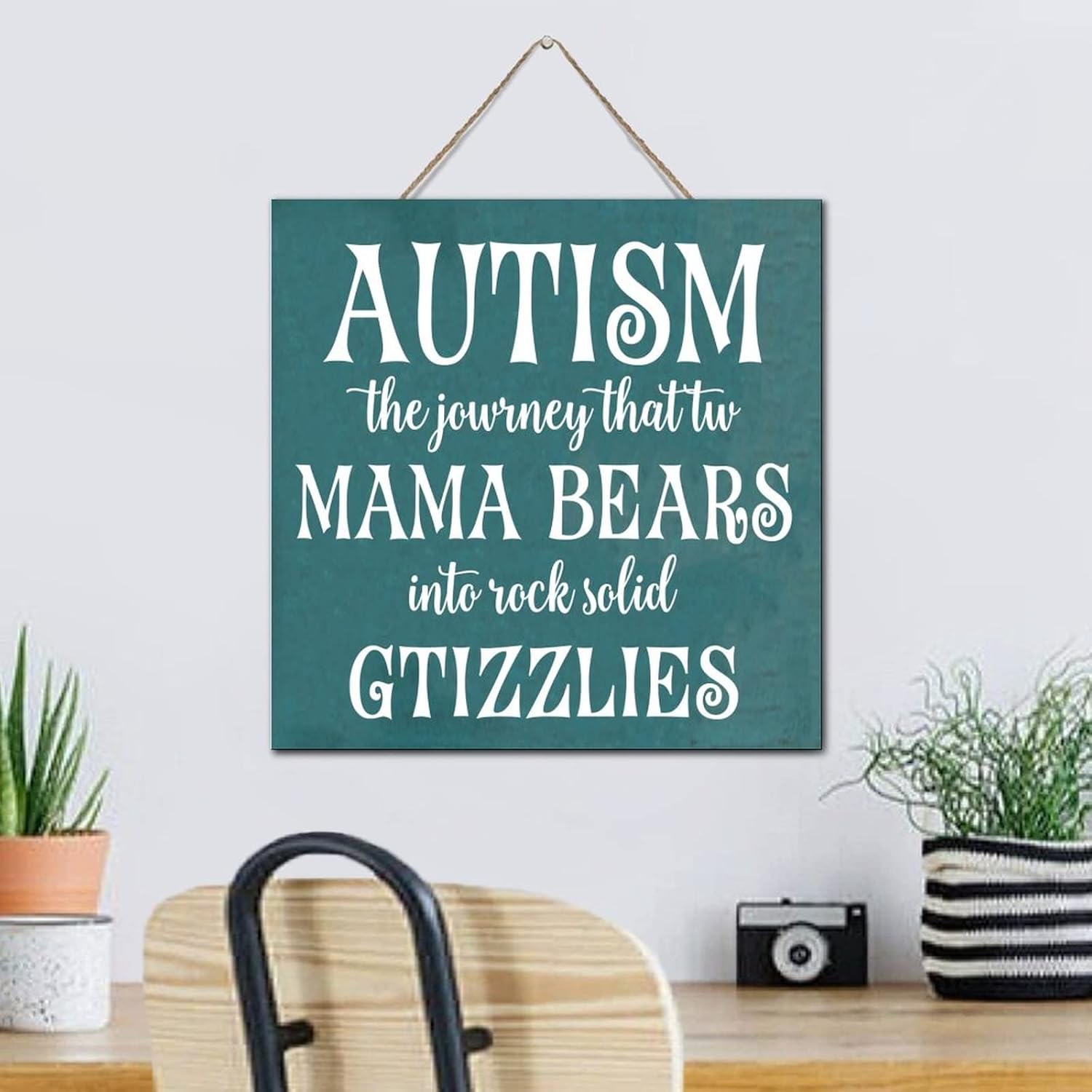 Hanging Wall Sign for Autism Awareness 12x12 Inch