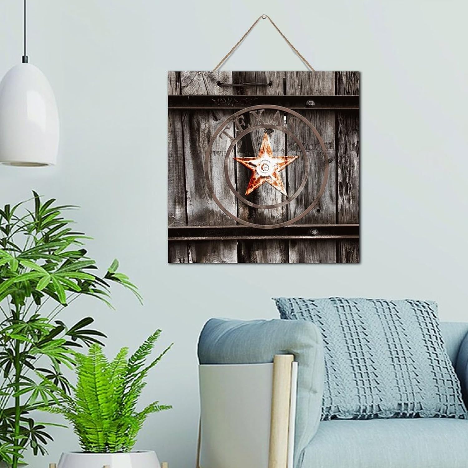 Autravelco Texas Lone Star Wood Map Wall Art Sign 12x12 Inch