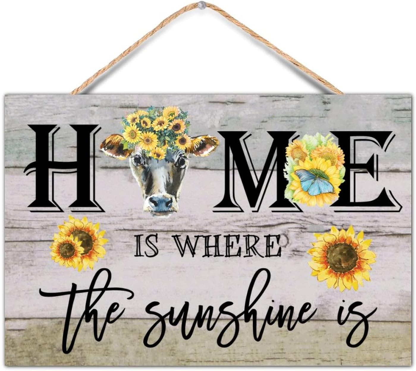 Wooden Cow Wall Decor Sign 8x12 Inch Farmhouse Style