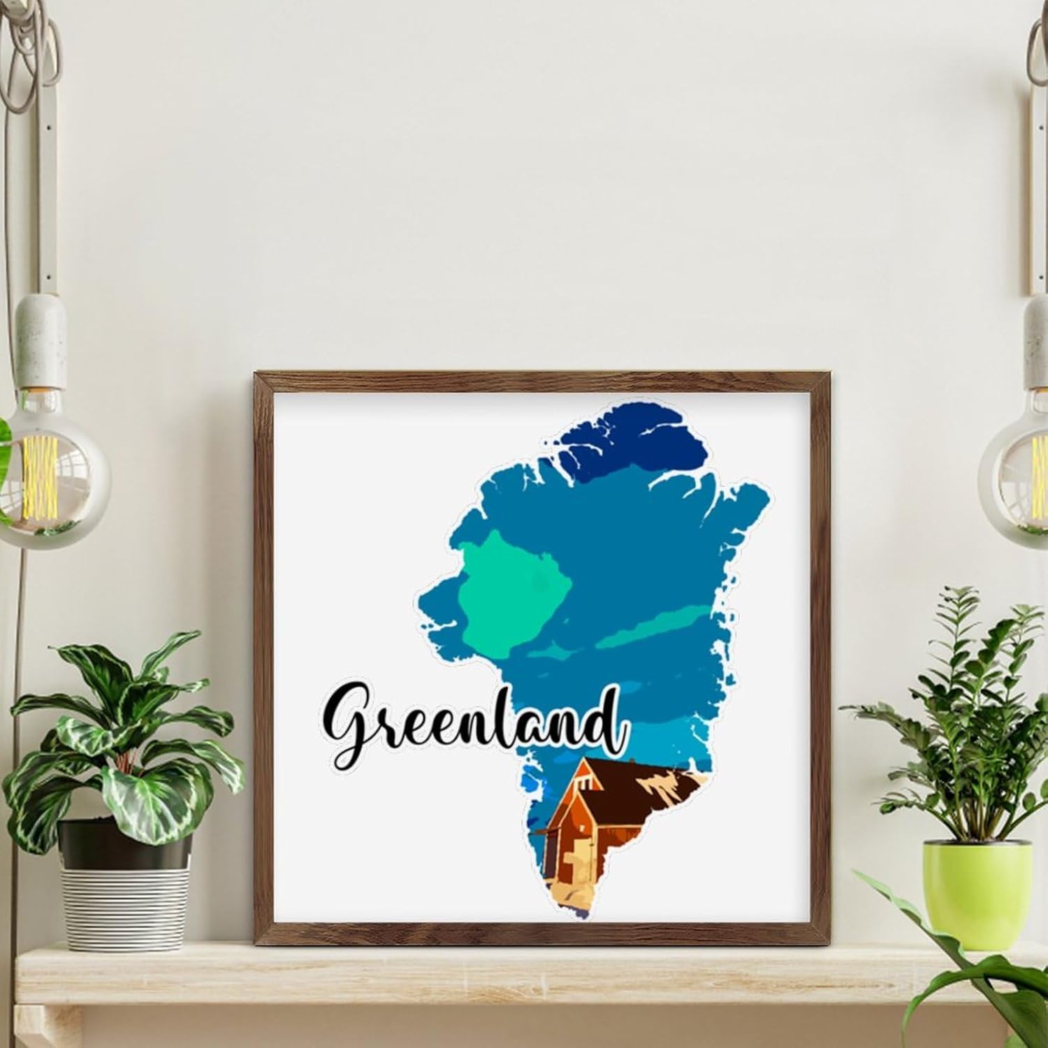 Wood Framed Sign Greenland Wall Art Decorative 12x12in