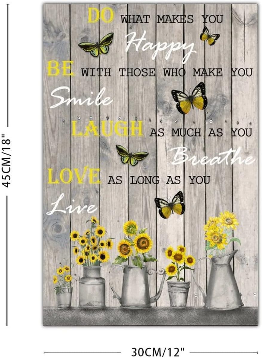 Wood Plaque with Sunflower and Butterfly Design 12x18in