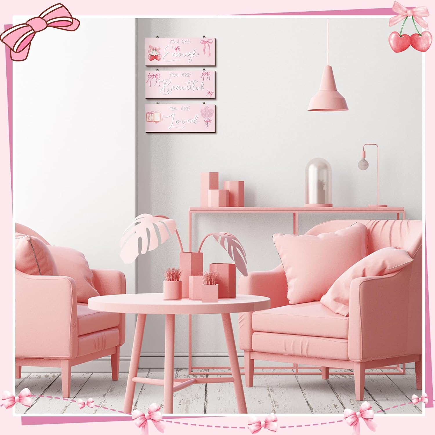 RattanView 3 Pcs Coquette Bow Wall Art Prints