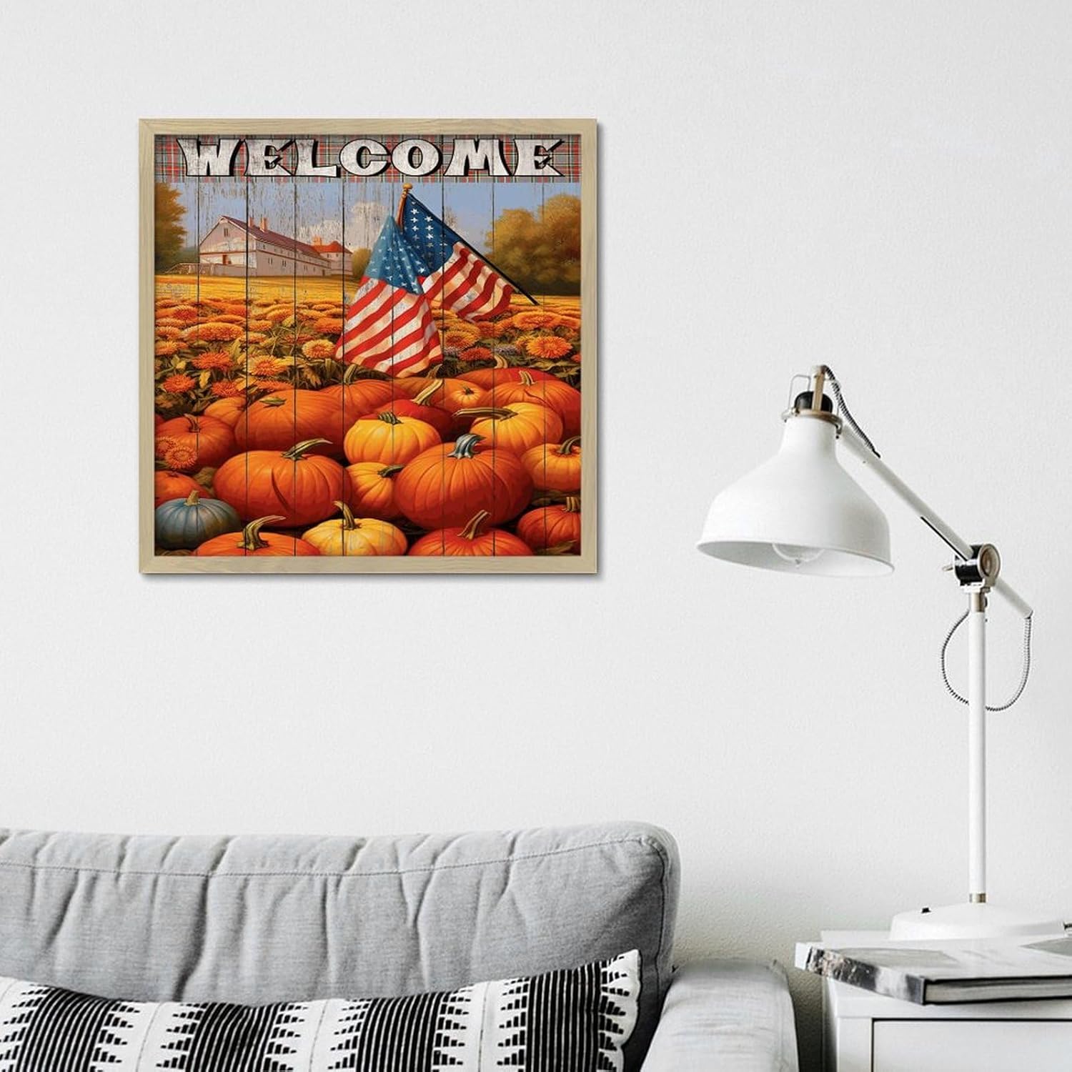Welcome Wood Framed Wall Decor Sign 12x12in