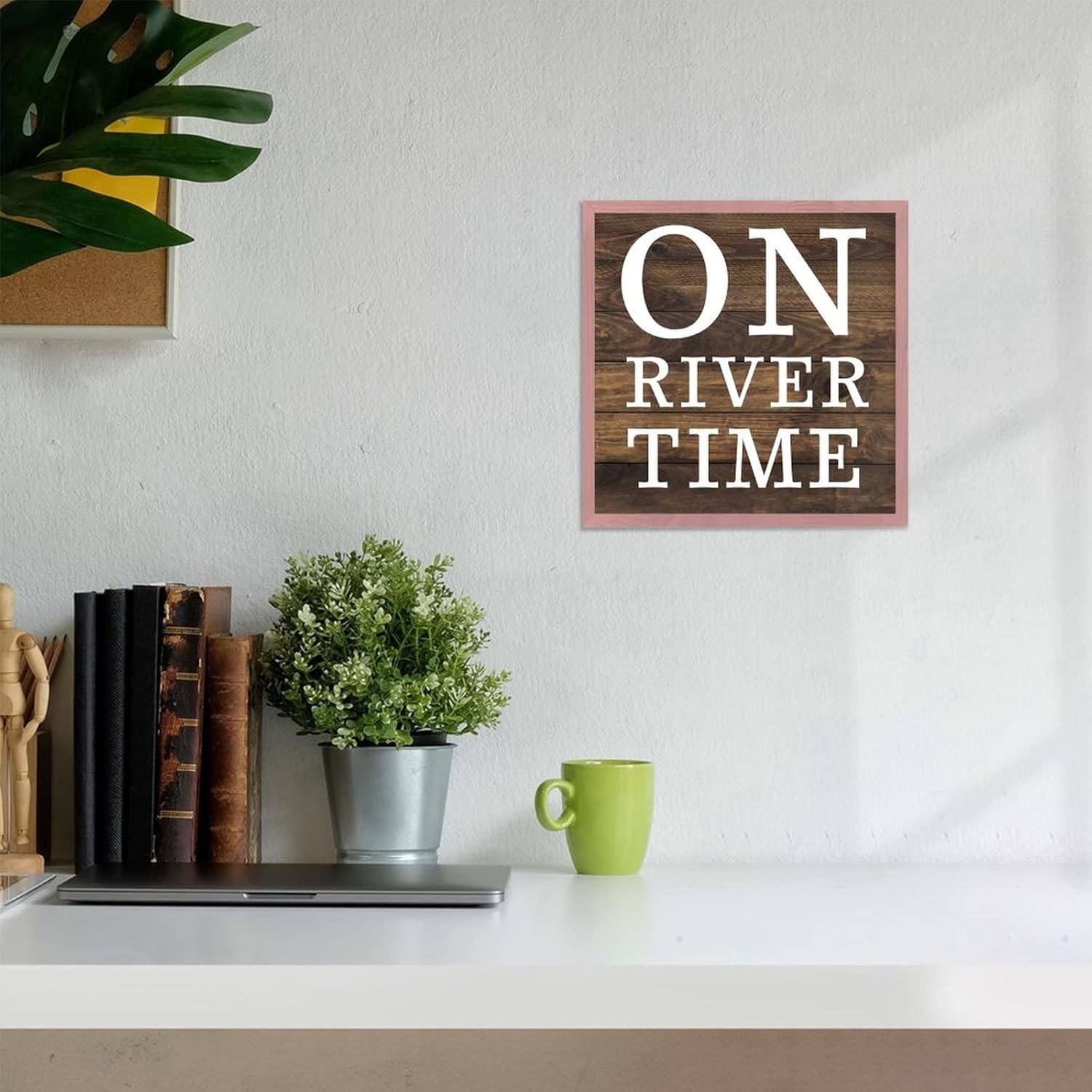 Rustic Wood Wall Decor Sign - 12x12 Light Pink