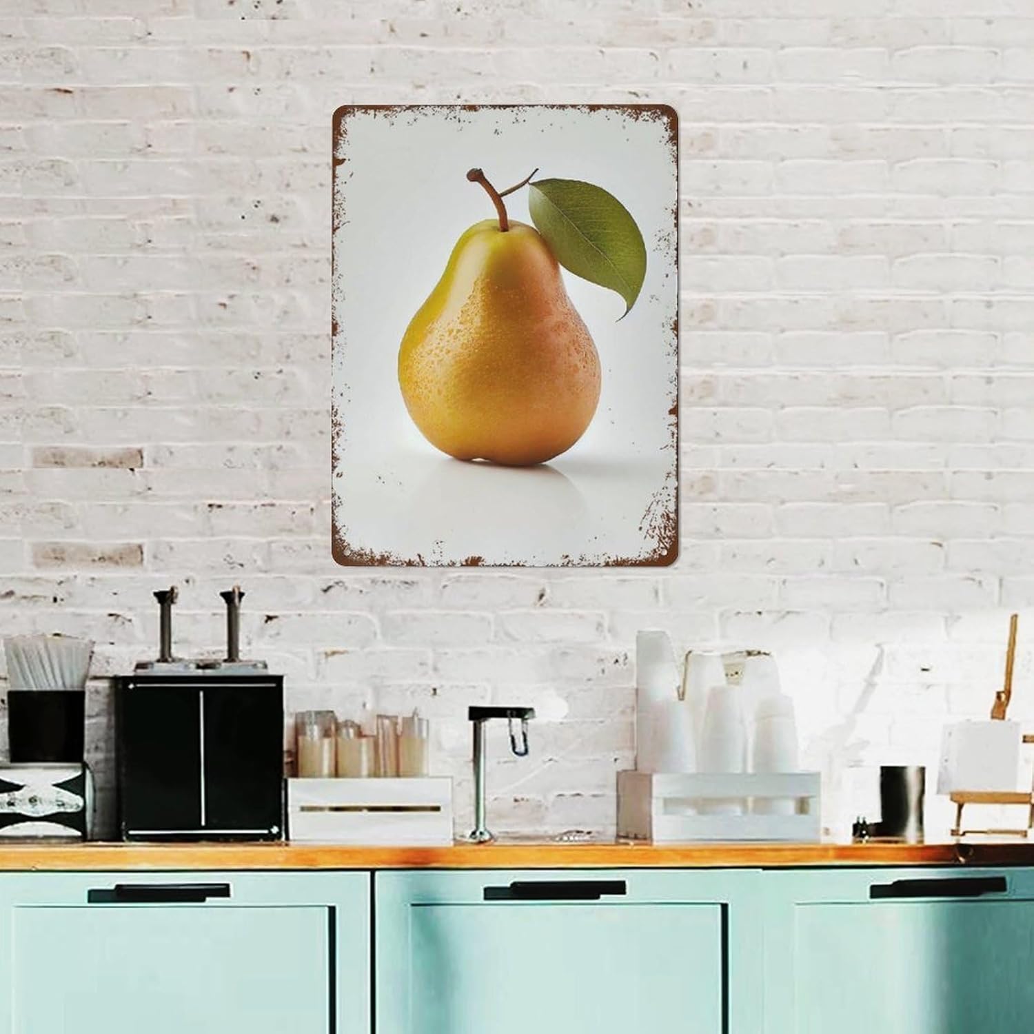 Yellow Pear Fruit Farmhouse Wall Art Metal Plaque