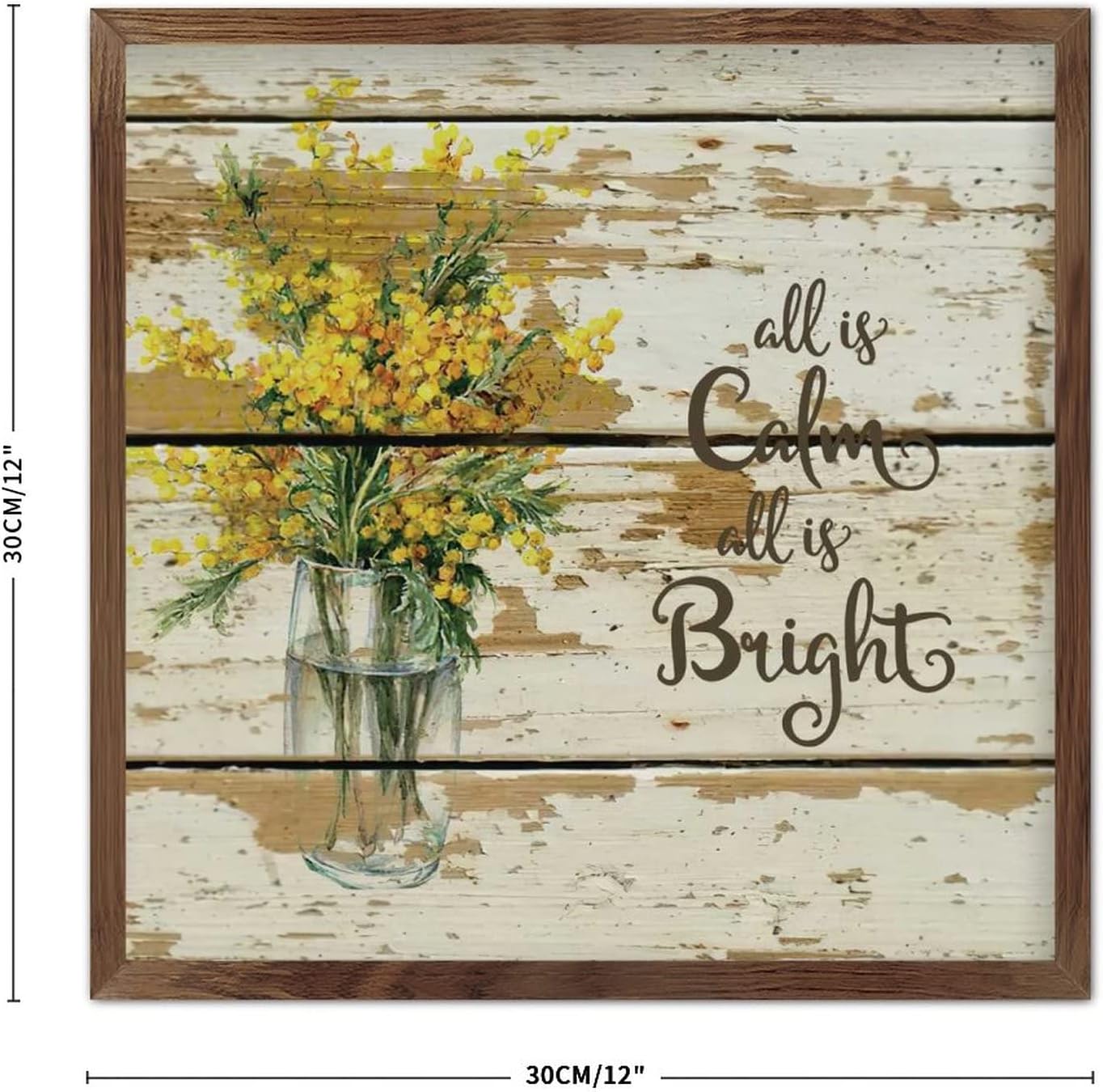 Modern Framed Wall Decor 12x12 Wood Plank Sign with Quotes
