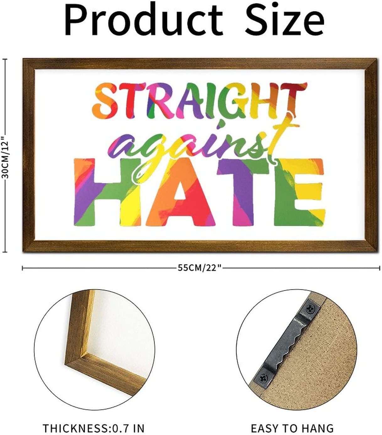 LGBTQ Pride Wood Wall Sign 12x22 Inches